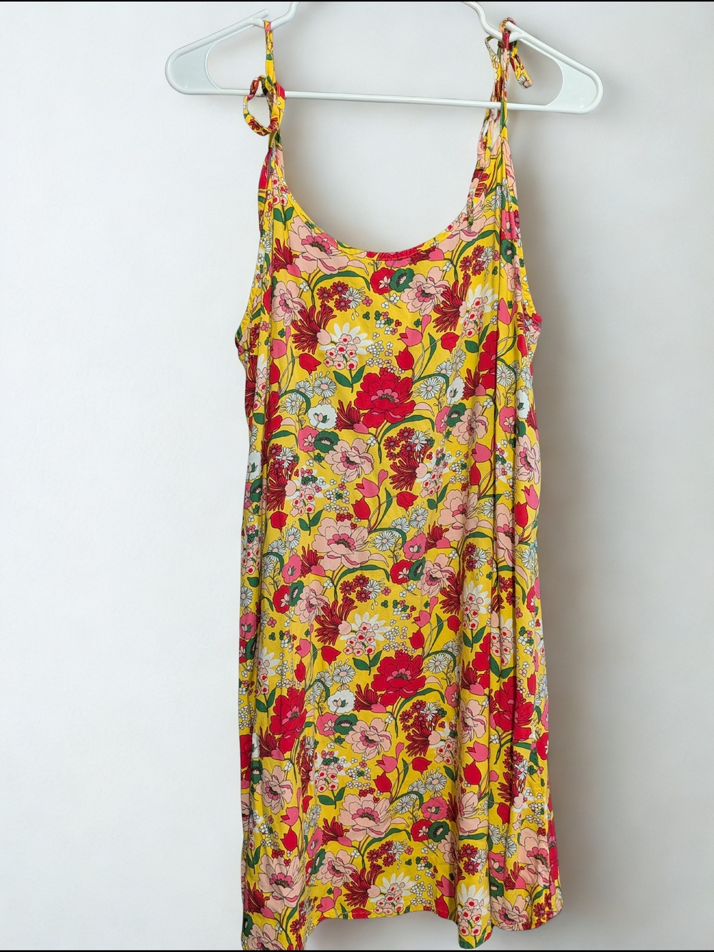 ban.do Yellow Floral Mini Dress with Pink & Red Flowers